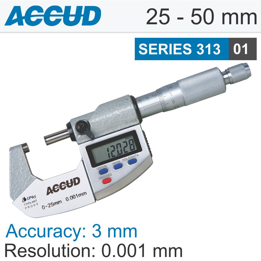 Accud Dig. Outside Micrometer 25-50Mm 0.003Mm Acc Ip65. 0.001Mm Res.