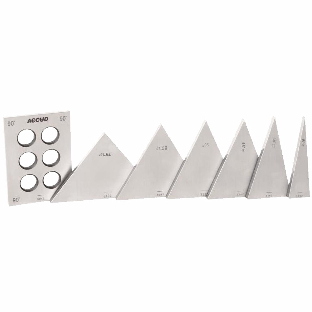 Accud Angle Gauge Block Set 7Pc Triangle 15-90Deg