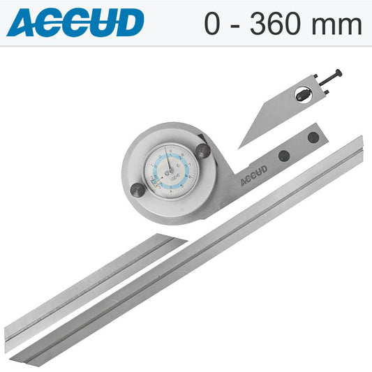 Accud Universal Protractor 360 Deg. C/Steel 5&#039; Acc. 5&#039; Grad.