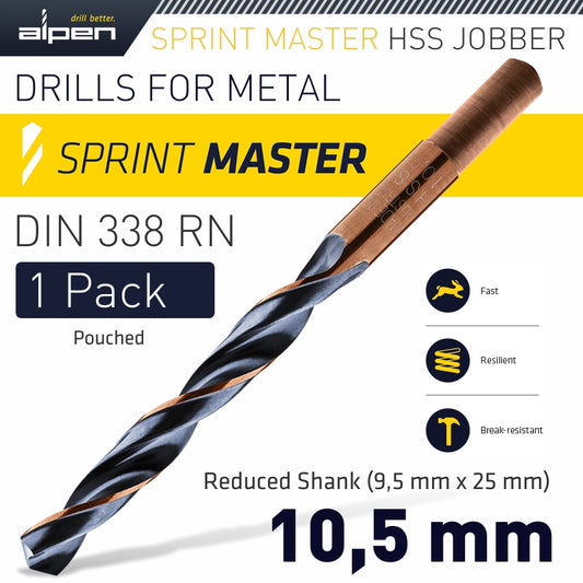 Alpen Alpen Sprint Master 10.5 Mm Reduced Shank 9.5X25 Pouched