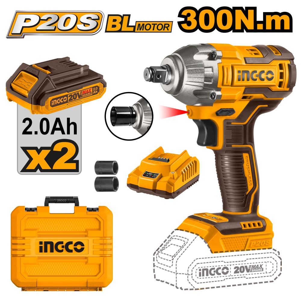 Ingco Cordless Impact Wrench 300Nm 20V CIWLI2038