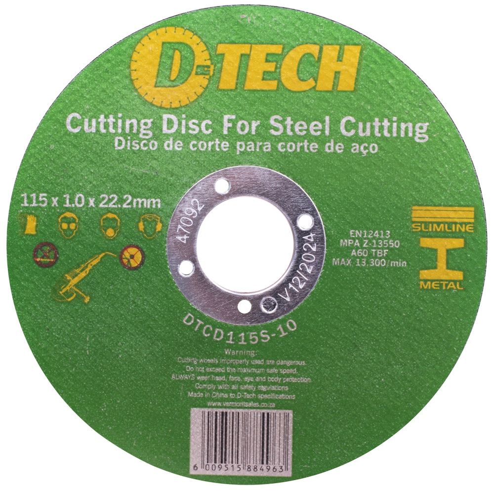 D-Tech Cutting Disc Industrial Metal 115 X 1.0 X 22.2 Mm 600Pc