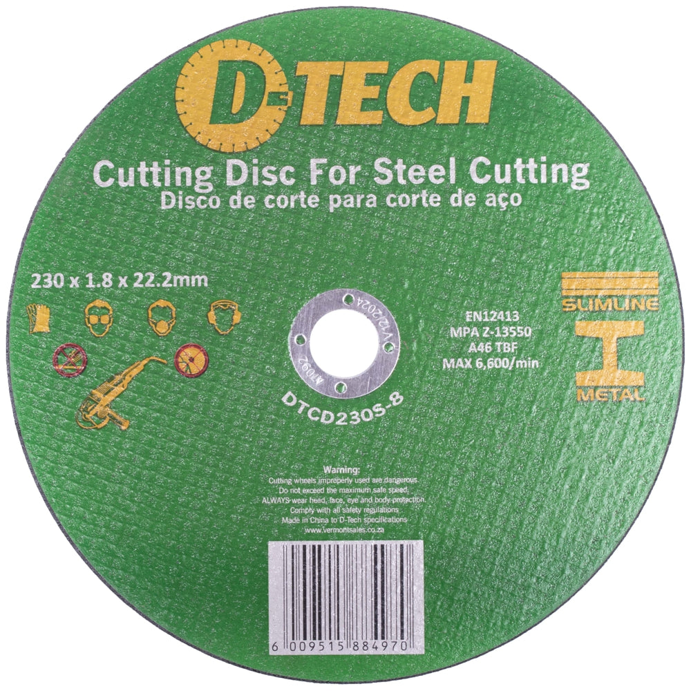 D-Tech Cutting Disc Industrial Metal 230 X 1.8 X 22.2 Mm 100Pc