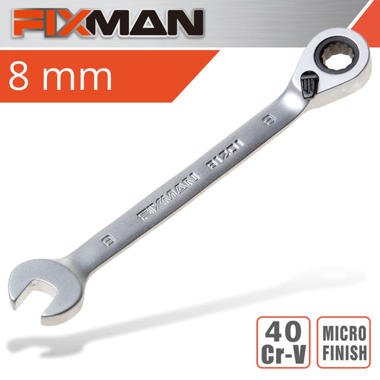 Fixman Fixman Reversible Combination Ratcheting Wrench 8Mm