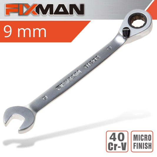 Fixman Fixman Reversible Combination Ratcheting Wrench 9Mm