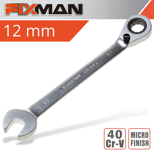 Fixman Fixman Reversible Combination Ratcheting Wrench 12Mm