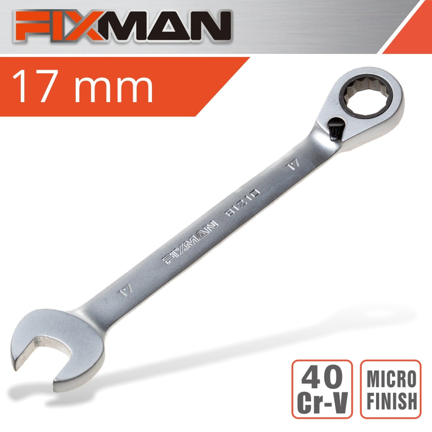 Fixman Fixman Reversible Combination Ratcheting Wrench 17Mm