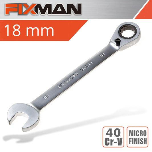 Fixman Fixman Reversible Combination Ratcheting Wrench 18Mm