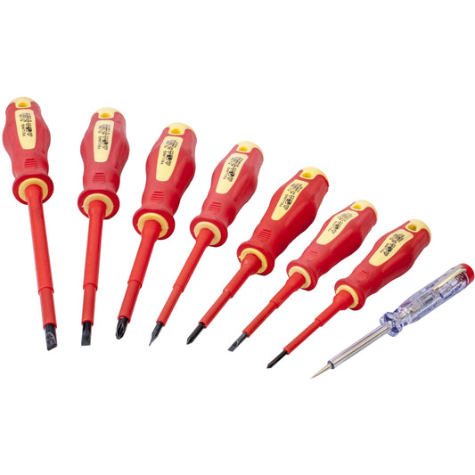 Tork Craft 8Pc Screwdriver & Tester Set Electricians Insulated Vde