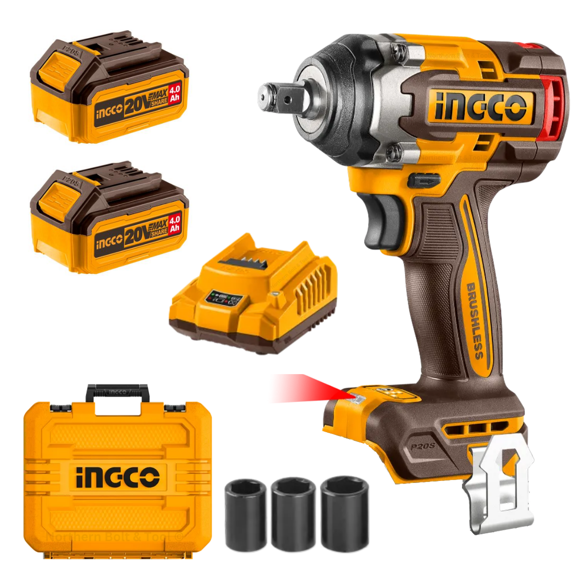 Ingco Cordless Impact Wrench 500NM 20V Kit