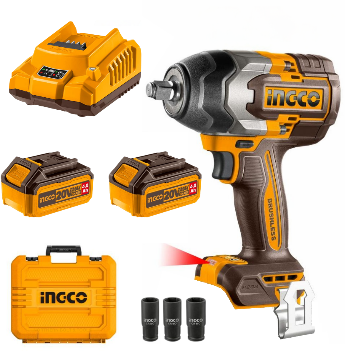 Ingco Cordless Impact Wrench 850Nm 20V Kit CIWLI2085