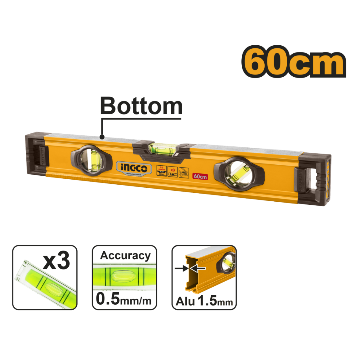 Ingco - Spirit Level - 60Cm HSL08060