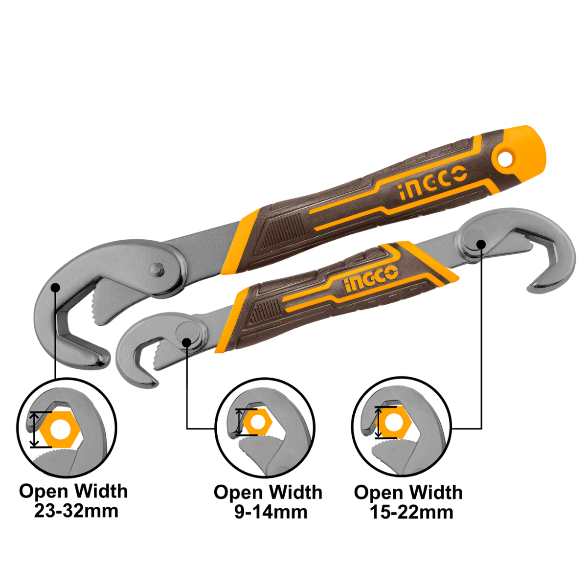 Ingco Bent Wrench Set 2pcs (9-32mm) HBWS09328