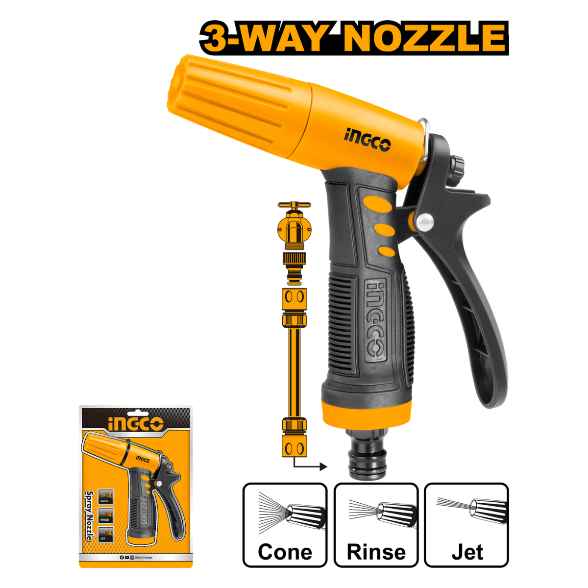 Ingco Plastic 3-Way Trigger Spray Nozzle HWSG032