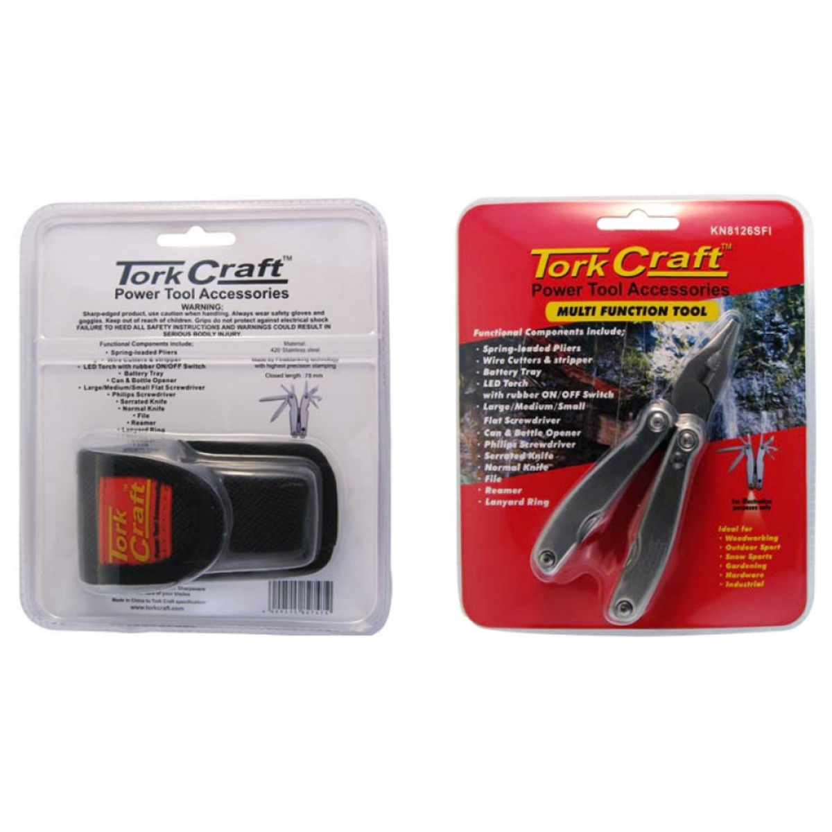 Tork Craft MULTITOOL SILVER MINI WITH LED LIGHT WITH NYLON POUCH IN BLISTER KN8126FI