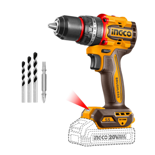 Ingco Cordless Impact Drill 55Nm Brushless 20V Compact (Tool Only) CIDLI205581