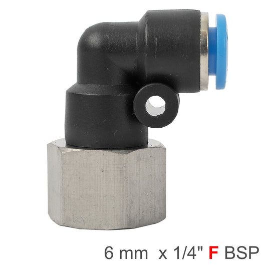 Aircraft Pu Hose Fitting Elbow 6Mm-1/4 F