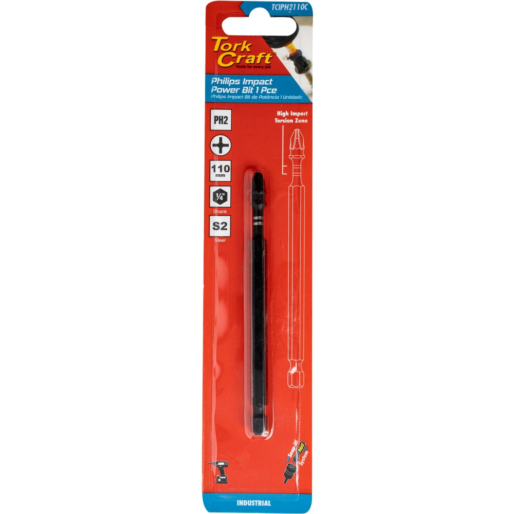 Tork Craft Impact Ph2 X 110Mm Power Bit 1Pc Carded