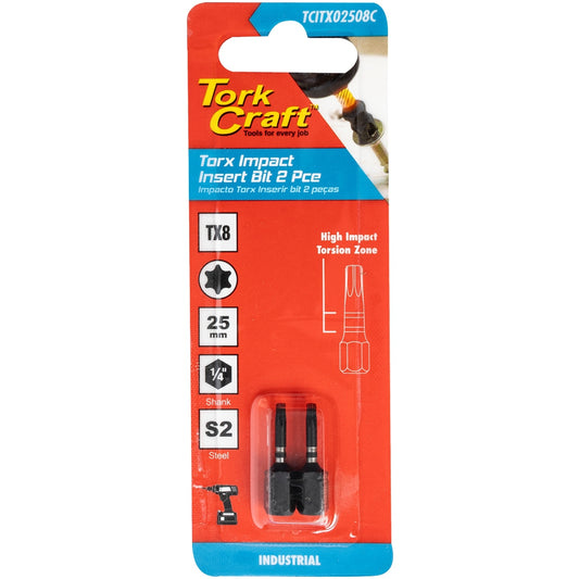 Tork Craft Torx Tx 8 Impact Insert Bit 25Mm 2Pc Carded