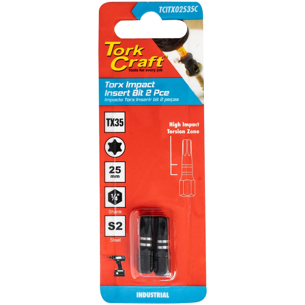 Tork Craft Torx Tx 35 Impact Insert Bit 25Mm 2Pc Carded