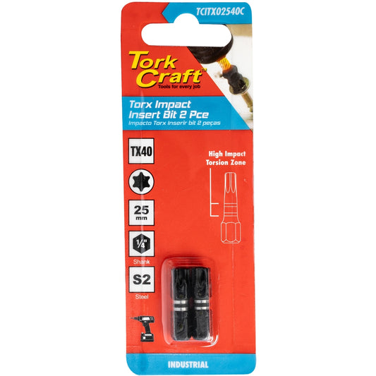 Tork Craft Torx Tx 40 Impact Insert Bit 25Mm 2Pc Carded