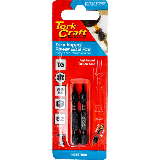 Tork Craft Torx Tx 5 Impact Power Bit 50Mm 2Pc Carded