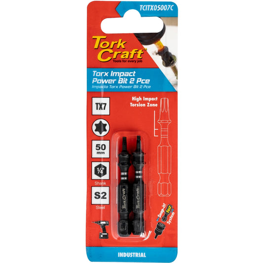 Tork Craft Torx Tx 7 Impact Power Bit 50Mm 2Pc Carded