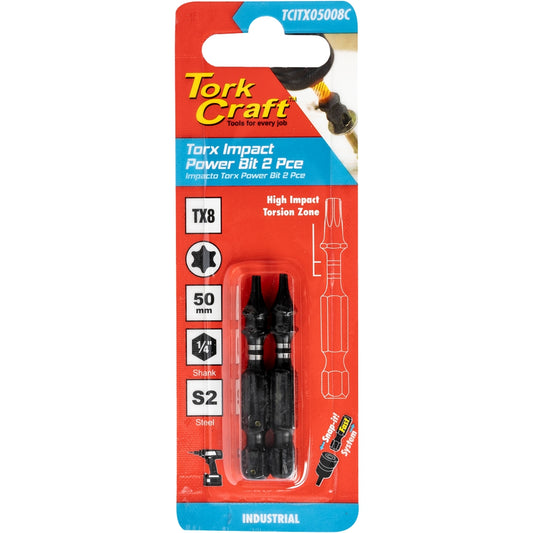 Tork Craft Torx Tx 8 Impact Power Bit 50Mm 2Pc Carded