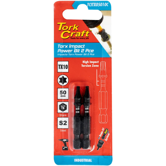 Tork Craft Torx Tx 10 Impact Power Bit 50Mm 2Pc Carded