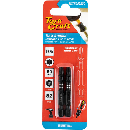 Tork Craft Torx Tx 25 Impact Power Bit 50Mm 2Pc Carded