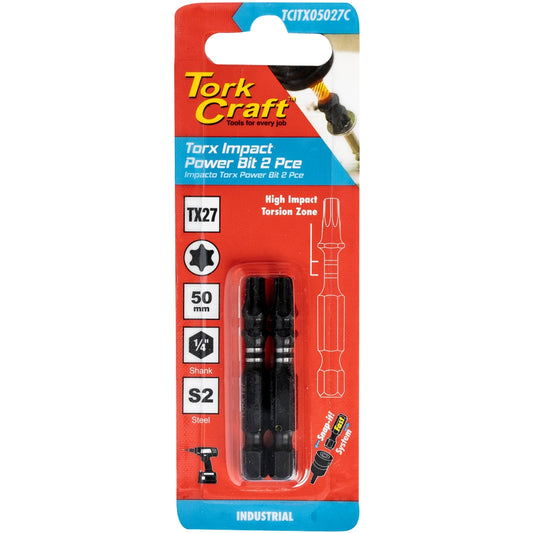 Tork Craft Torx Tx 27 Impact Power Bit 50Mm 2Pc Carded