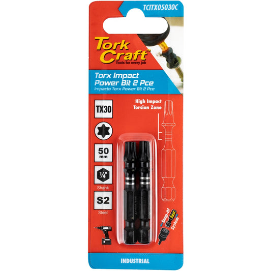 Tork Craft Torx Tx 30 Impact Power Bit 50Mm 2Pc Carded