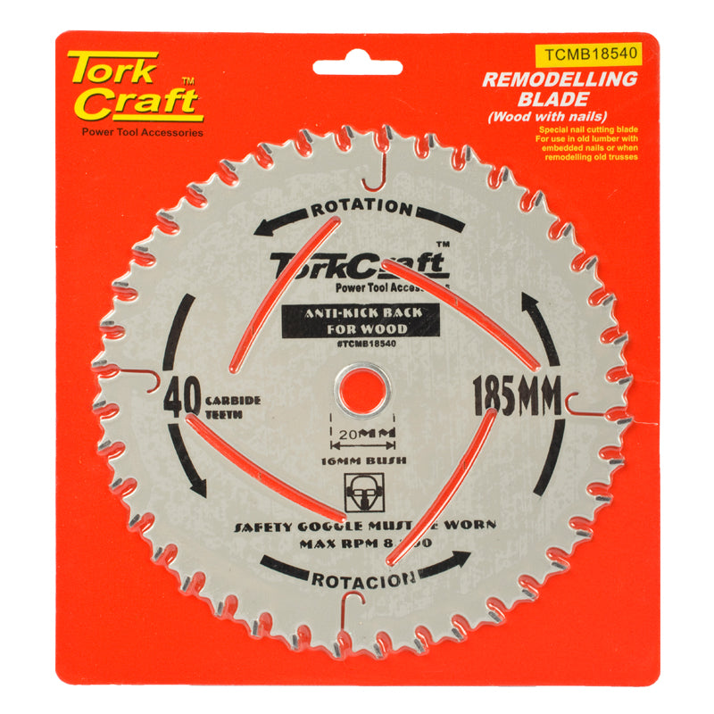 Tork Craft Blade Master Type 185X40T 20-16Mm Anti Kick Back