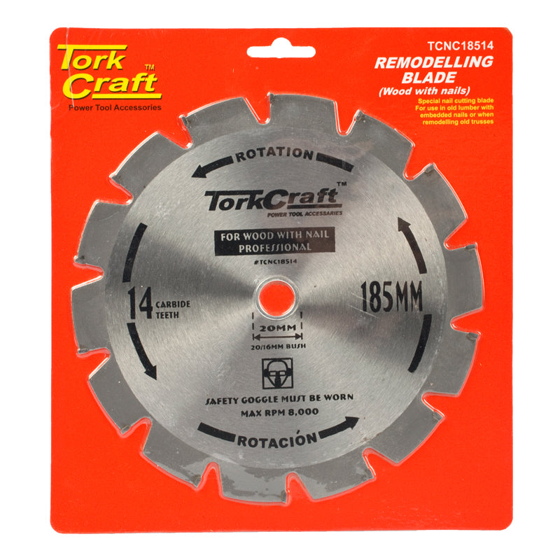 Tork Craft Blade Tct Nail Cutting 185X14T 20-16Mm