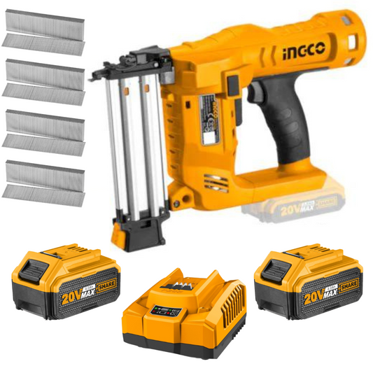 Ingco Cordless Brad Nailer Kit (Charger + 2x Battery 4AH+ Brad Nails incl.)