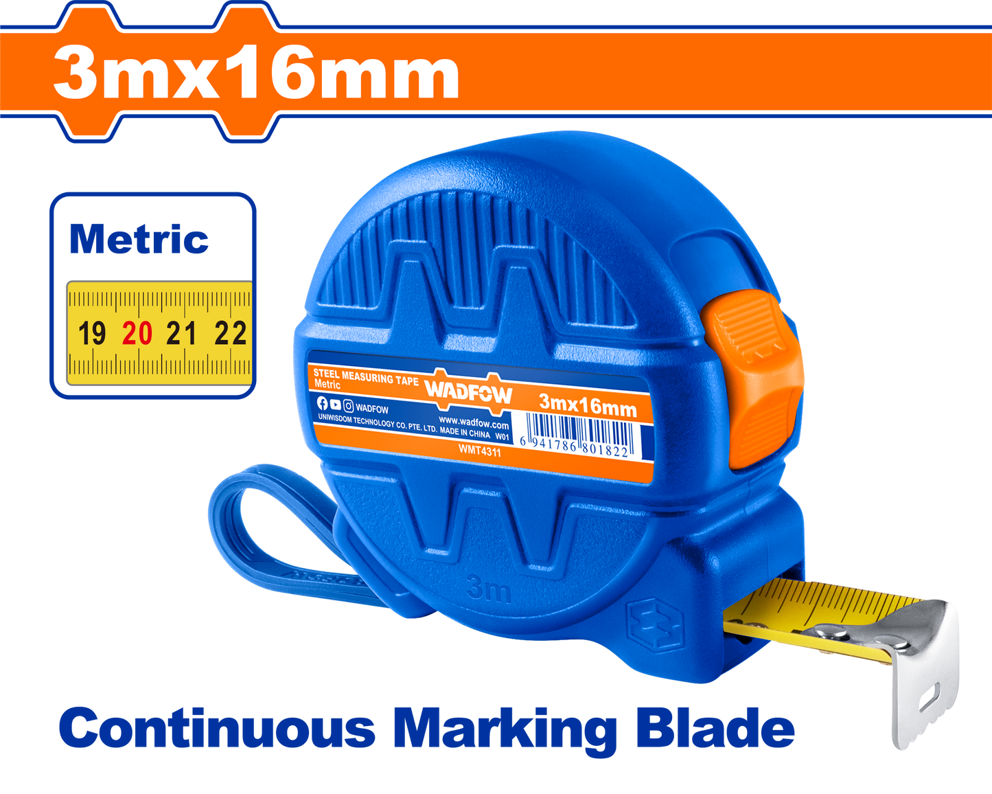 Wadfow Steel measuring tape 3m WMT4311