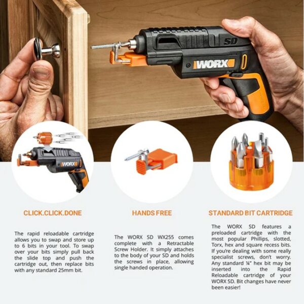 WORX SD SLIDE DRIVER With Screw Holder Cordless 4V | KIT