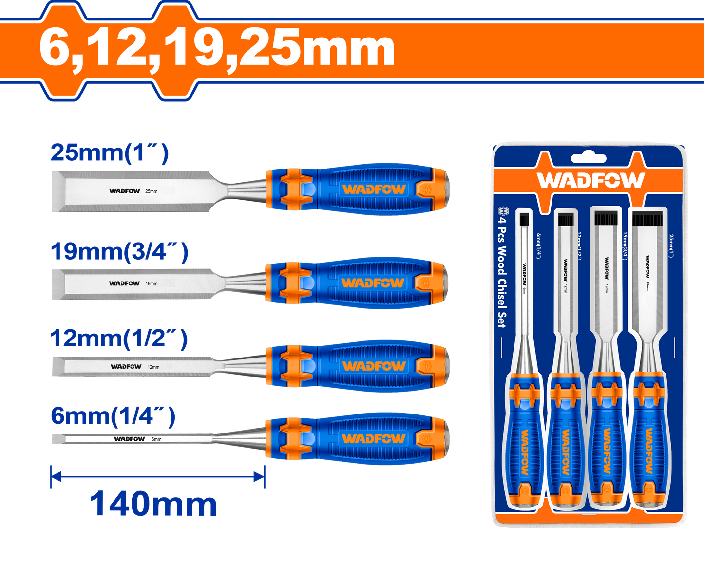 Wadfow Wood chisel set 4 Piece WWC2204