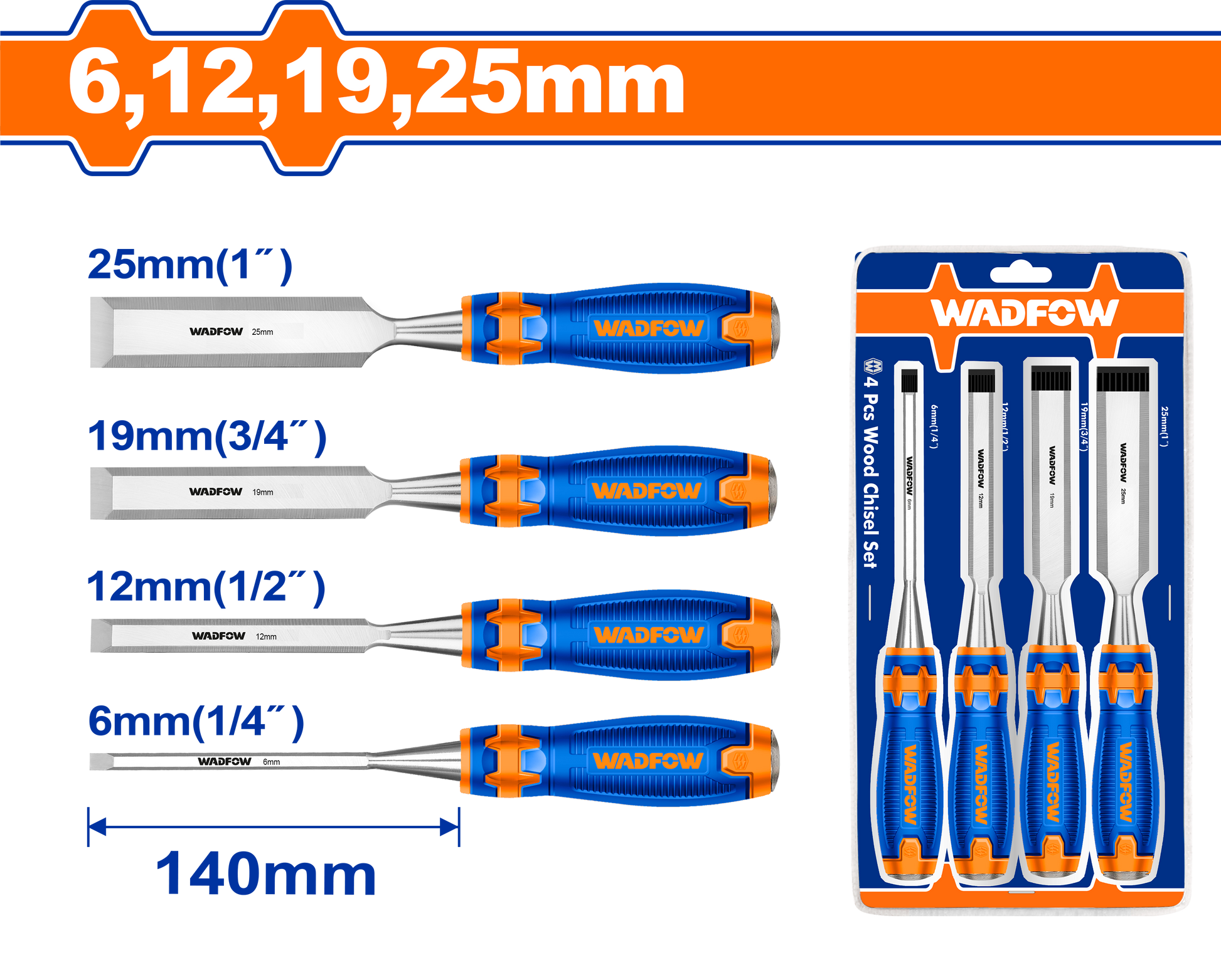 Wadfow Wood chisel set 4 Piece WWC2204