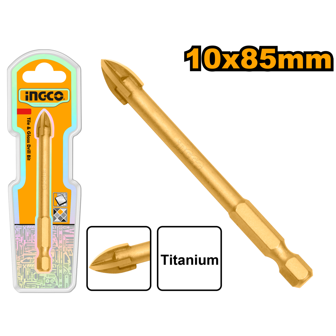 Ingco Tile and glass drill bit 10mm X 85mm