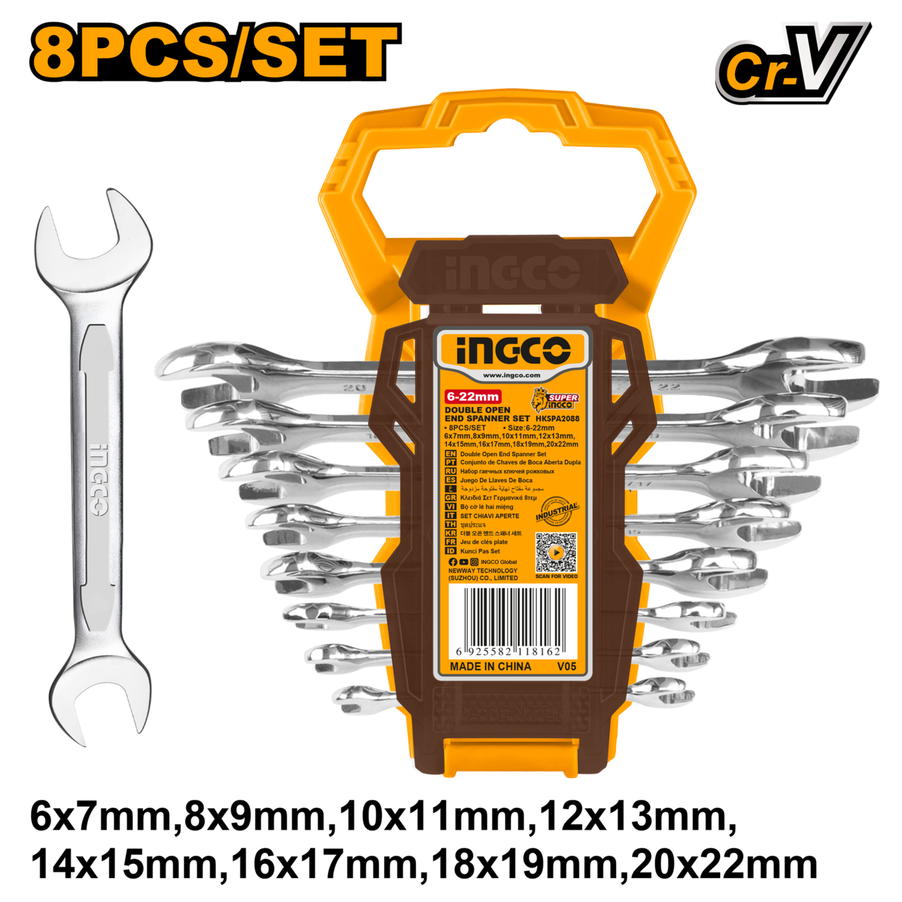 Ingco Open End Spanner Set 6mm - 22mm 8 Pcs