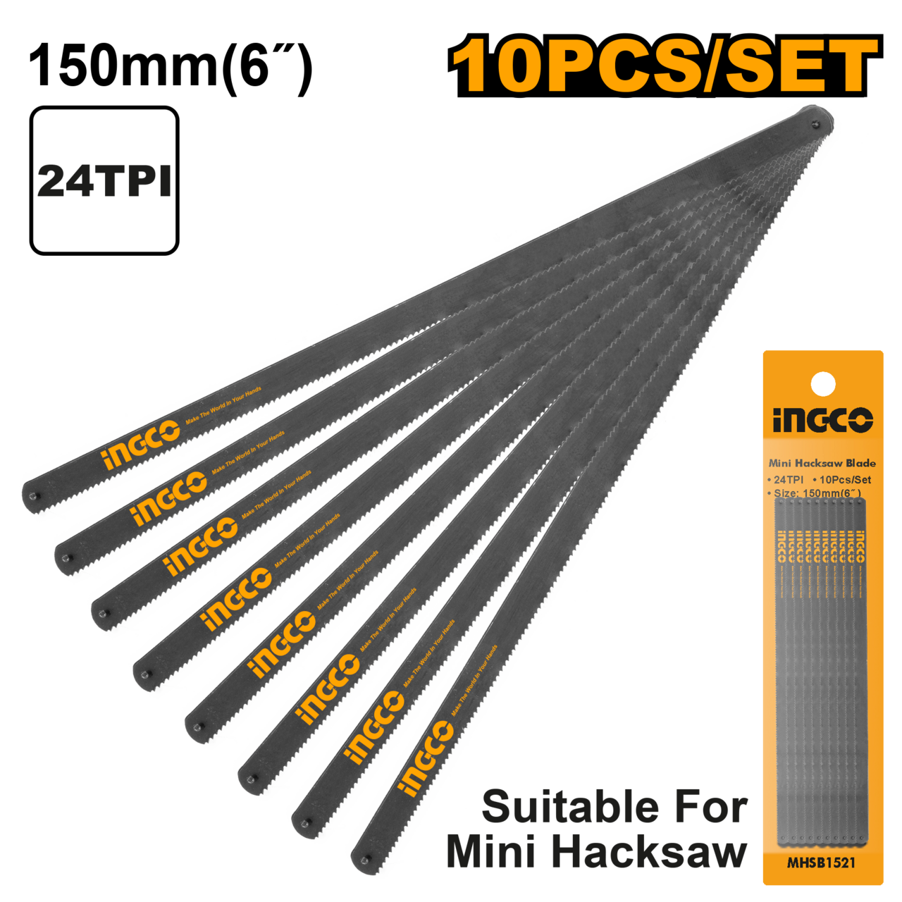 Ingco Mini Hacksaw Blades 150mm 24T 10Pcs