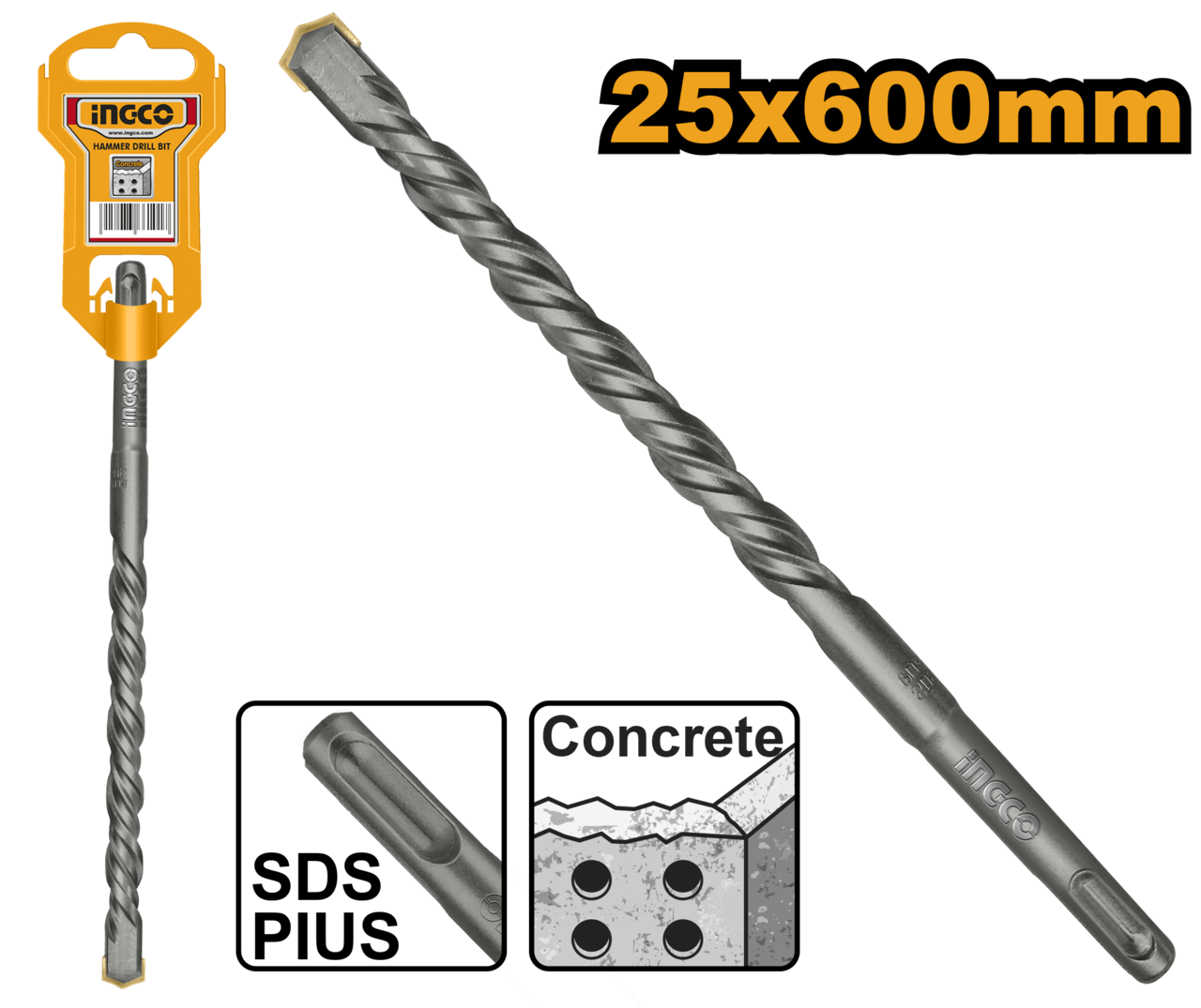 Ingco SDS Plus Hammer Drill Bit 25mm X 600mm