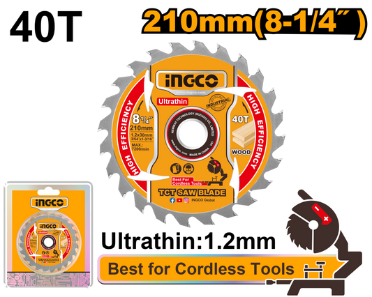 Ingco TCT Saw Blade 210mm 40T