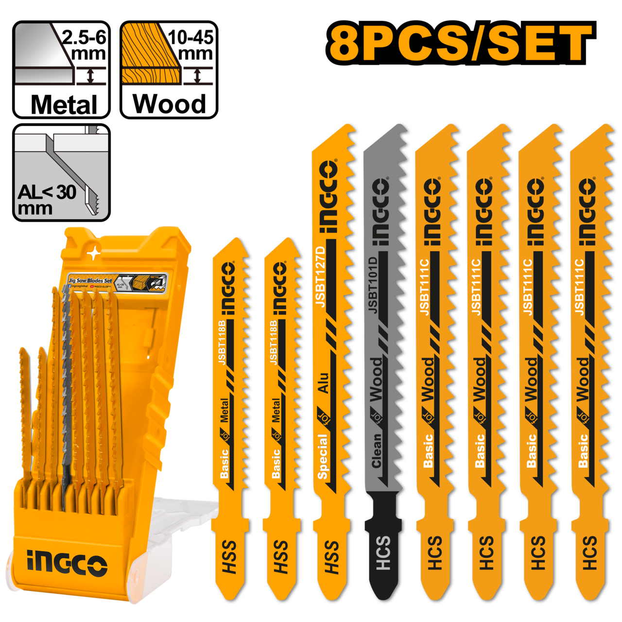 Ingco Jigsaw Blade Set 8 Pcs