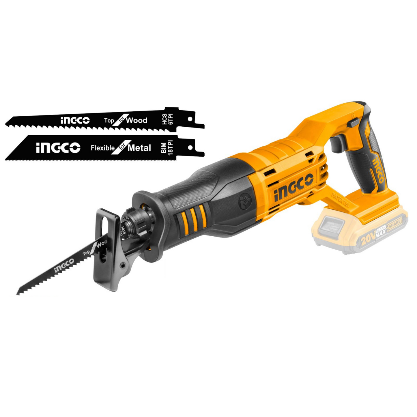 Ingco Cordless Reciprocating Saw 20V LI-ION P20S With 2 Blades CRSLI1152