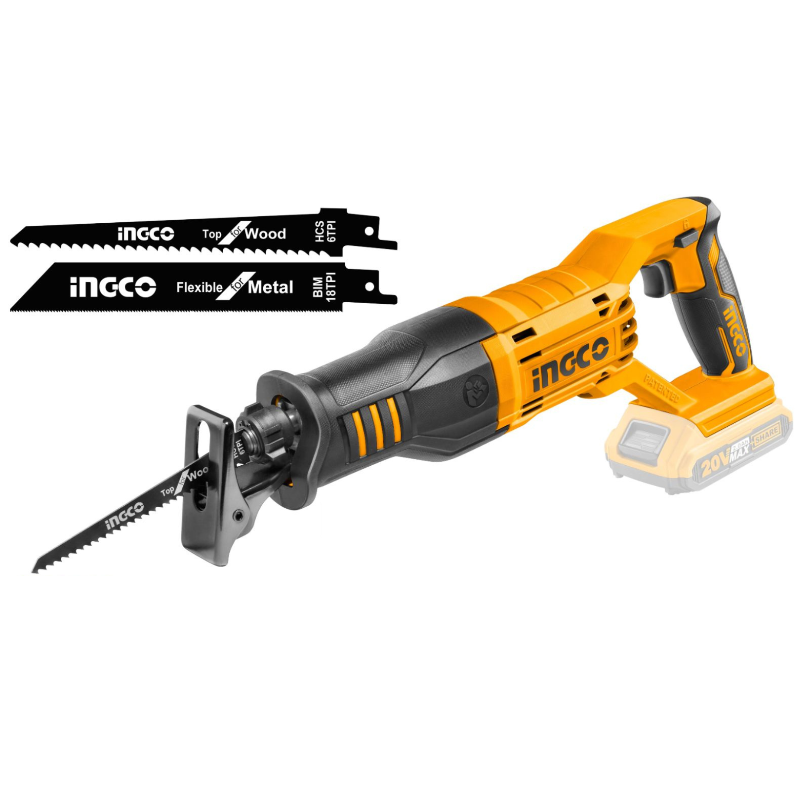 Ingco Cordless Reciprocating Saw 20V LI-ION P20S With 2 Blades CRSLI1152