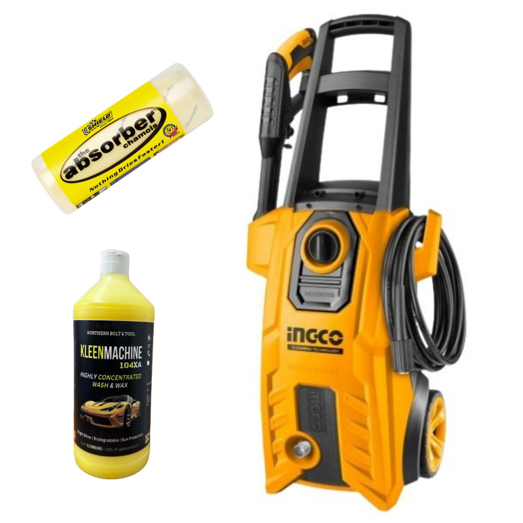 Ingco Pressure Washer 1800W Kit Chamois Car Soap Northern