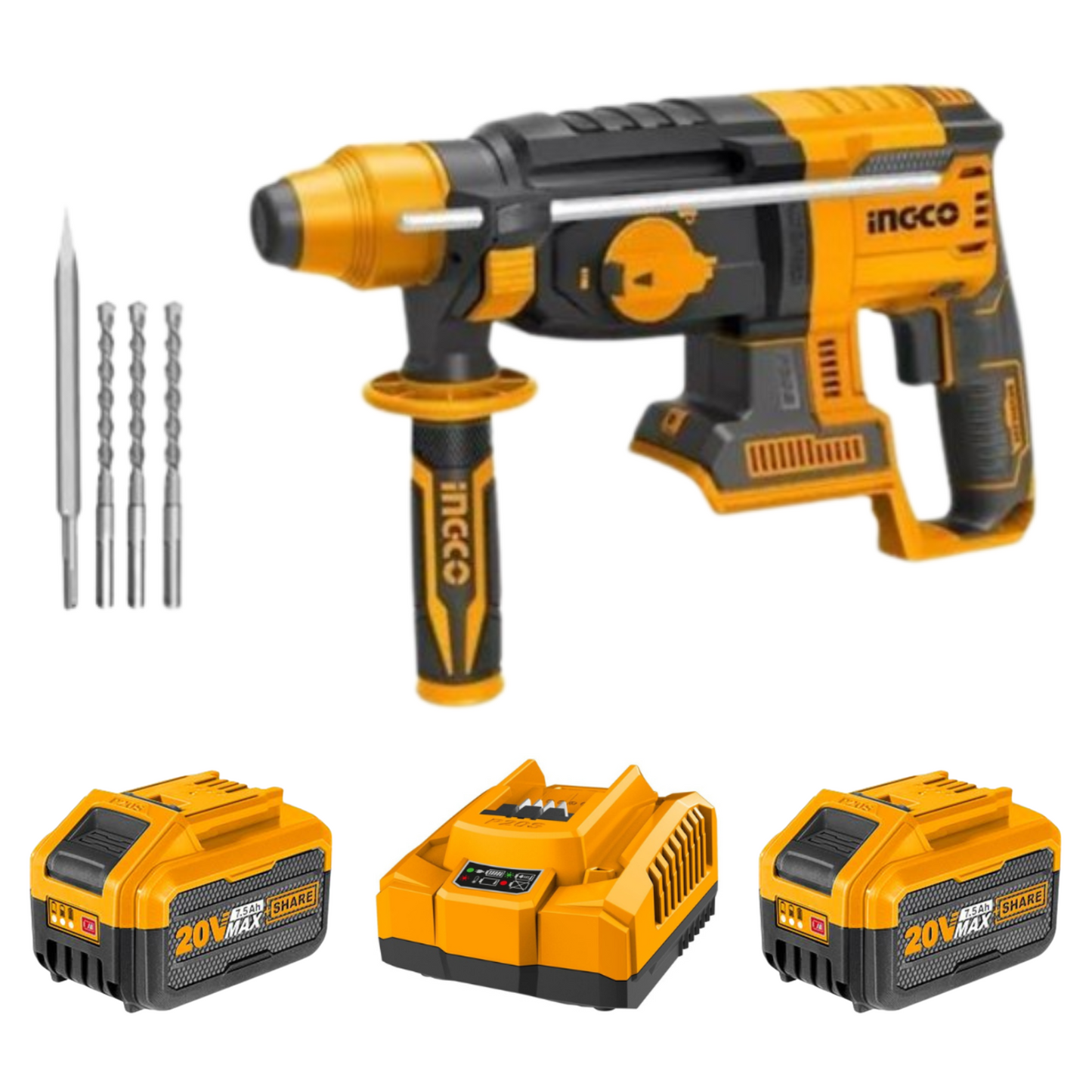 Ingco Cordless Rotary Hammer Drill Kit Charger 2X Battery 7.5Ah Inc Northern Bolt Tool