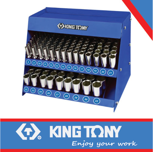 King Tony Socket Shelf Complete 1/2" Deep 165Pc